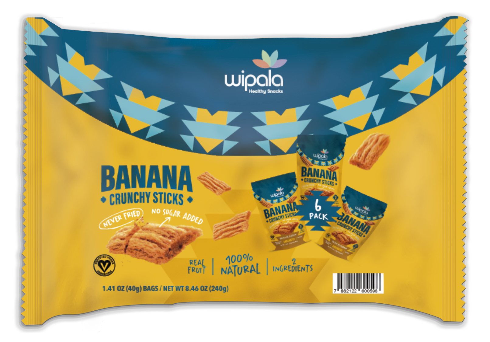 Wipala Crunchy Banana Sticks (6-Pack)