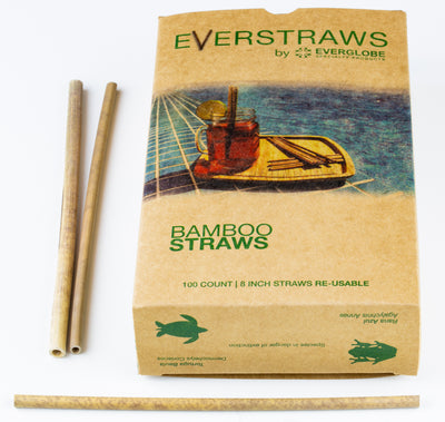 Everglobe organic bamboo straws 50 & 100 pack handcrafted & biodegradable 5 and 8 inch | Reusable drinking straws - Everglobe Corporation