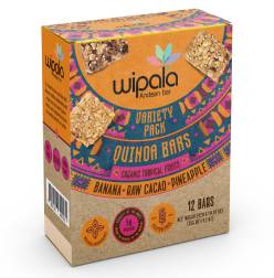 Wipala Andean Bar Variety Mix of Pineapple, Raw Cacao, Banana | Protein Bars Healthy Snack Energy Bar Organic Quinoa and Andean Lupin Snack Bars, Sugar Free, Vegan, Gluten Free, and Non-GMO| 12 Pack - Everglobe Corporation